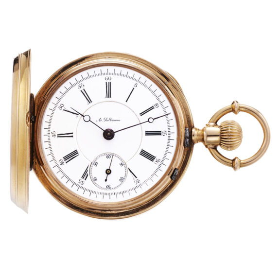 Swiss 18 Carat pink gold hunting cased pocket watch Circa 1880