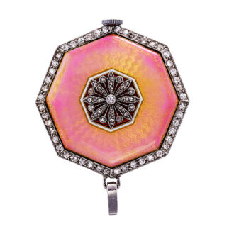 French Art Deco octagonal pendant-watch with diamonds Circa 1915 French Art Deco octagonal pendant-watch with diamonds Circa 1915