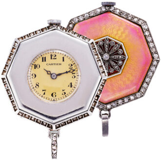 French Art Deco octagonal pendant watch with diamonds Circa 1915