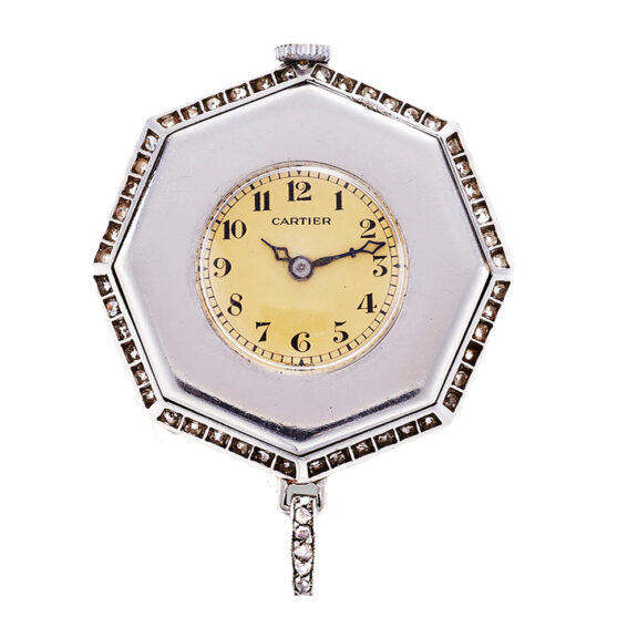 French Art Deco octagonal pendant-watch with diamonds Circa 1915 French Art Deco octagonal pendant-watch with diamonds Circa 1915