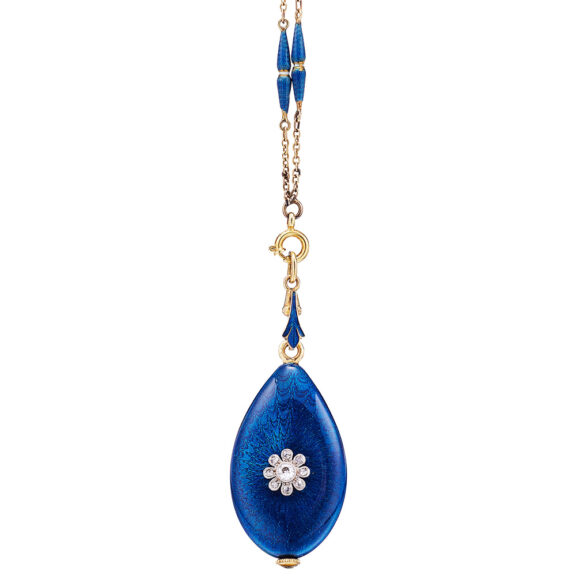 Gold enamel and diamond-set pendant watch Circa 1920 Gold enamel and diamond-set pendant watch Circa 1920