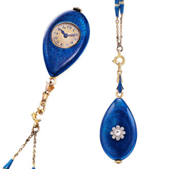 Gold enamel and diamond-set pendant watch Circa 1920