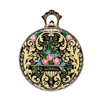 Swiss gold Art Deco watch with enamelling techniques Circa 1930 Swiss gold Art Deco watch with enamelling techniques Circa 1930