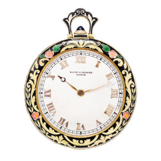 Swiss gold Art Deco watch with enamelling techniques Circa 1930 Swiss gold Art Deco watch with enamelling techniques Circa 1930