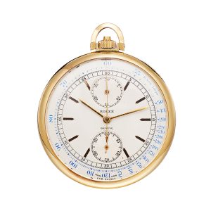 Swiss gold open faced chronograph pocket watch Circa 1940