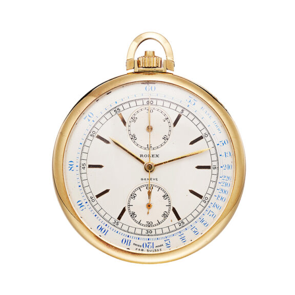 Swiss gold open faced chronograph pocket watch Circa 1940