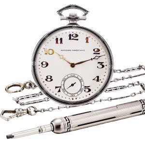 Swiss platinum dress watch with matching chain Circa 1925