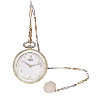 Swiss gold Art Deco dress watch with chain Circa 1922