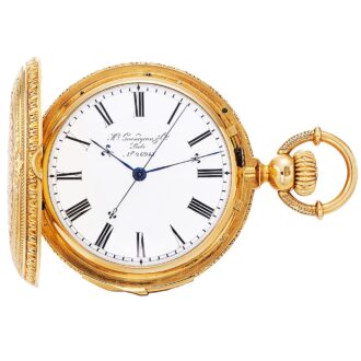 Swiss gold repeating pocket watch with second morte Circa 1880