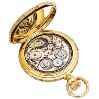 Swiss gold repeating pocket watch with second morte Circa 1880
