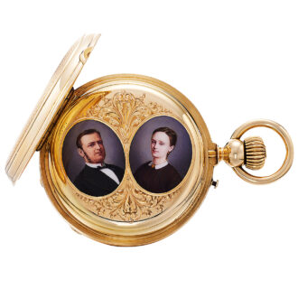 Swiss gold pocket watch with early chronograph Circa 1875-1878