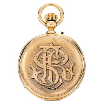 Swiss gold pocket watch with early chronograph Circa 1875-1878