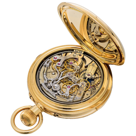 Swiss gold minute repeating chronograph watch Circa 1890 Swiss gold minute repeating chronograph watch Circa 1890