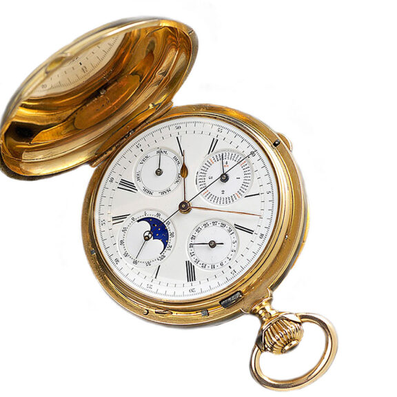French gold watch with calendar and chronograph Circa 1875 French gold watch with calendar and chronograph Circa 1875
