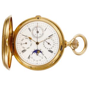 French gold watch with calendar and chronograph Circa 1875
