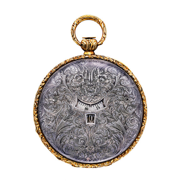 French gold pocket watch digital with hours and minutes Circa 1830