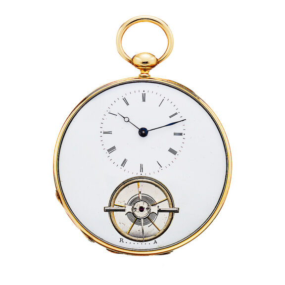 Swiss rare 18 carat gold duplex watch with visible balance Circa 1840