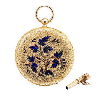 Small Swiss decorative gold and enamel pocket watch Circa 1840