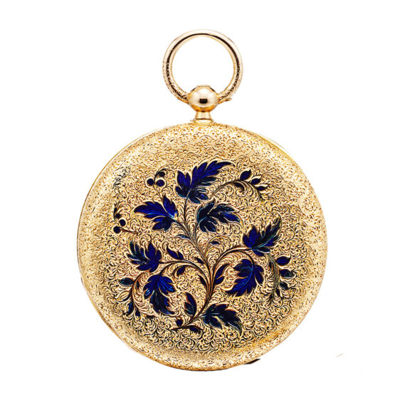 Small Swiss decorative gold and enamel pocket watch Circa 1840 Small Swiss decorative gold and enamel pocket watch Circa 1840