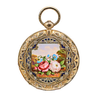 Swiss decorative cabriolet pocket watch with portrait Circa 1850