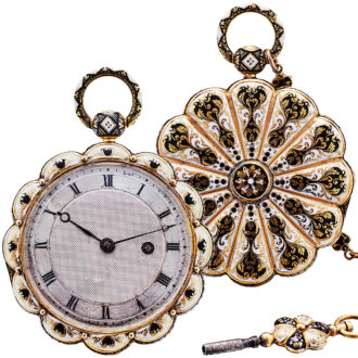 Swiss scallop edged gold and enamel pocket watch Circa 1830