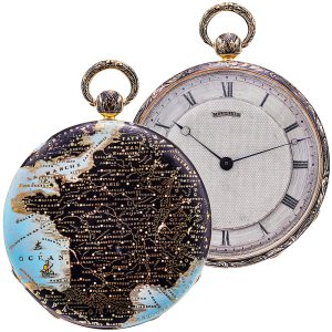 Swiss gold pocket watch with enamel cartographic décor Circa 1830