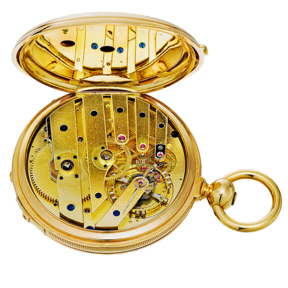 Swiss gold astronomical pocket watch with moon phases Circa 1850 Swiss gold astronomical pocket watch with moon phases Circa 1850