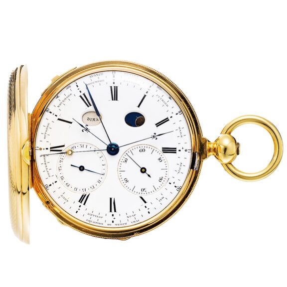 Swiss gold astronomical pocket watch with moon phases Circa 1850 Swiss gold astronomical pocket watch with moon phases Circa 1850