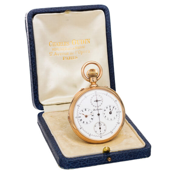 French gold complicated pocket watch with chronograph Circa 1890 French gold complicated pocket watch with chronograph Circa 1890