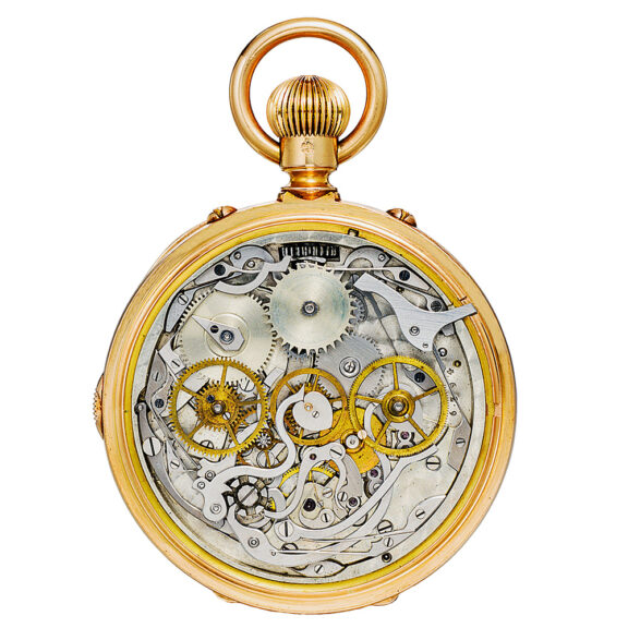 AA0198-501.jpg-2 French gold complicated pocket watch with chronograph Circa 1890