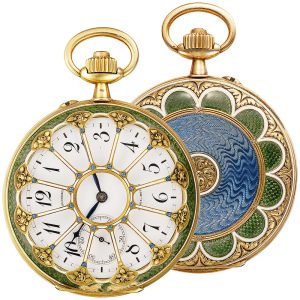 French gold and enamel Deco Style pocket watch Circa 1910