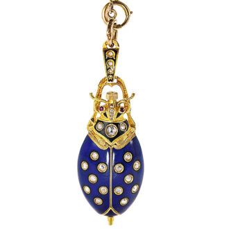 Swiss gold and enamel diamond-set beetle-form watch Circa 1890