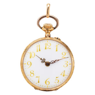 Swiss gold and enamel, diamond-set pendant watch Circa 1890