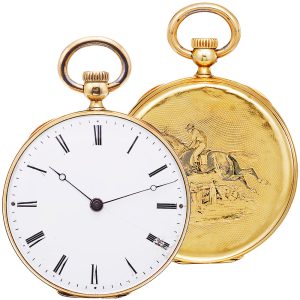 Swiss pocket watch with early winding- and setting device Circa 1850