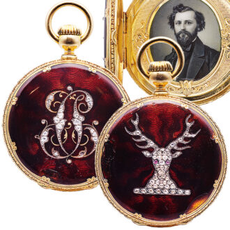 Swiss gold hunting cased watch with concealed portrait Circa 1854