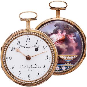 Swiss gold, enamel and pearl set pocket watch Circa 1790