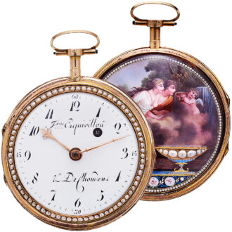 Swiss gold, enamel and pearl set pocket watch Circa 1790