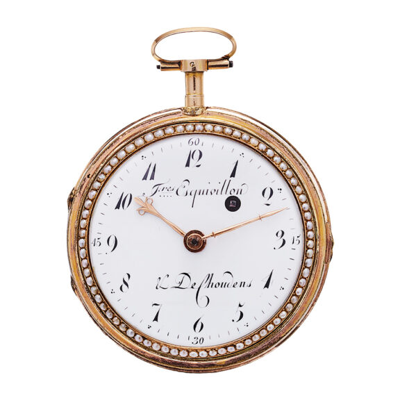 Swiss gold, enamel and pearl set pocket watch Circa 1790 Swiss gold, enamel and pearl set pocket watch Circa 1790