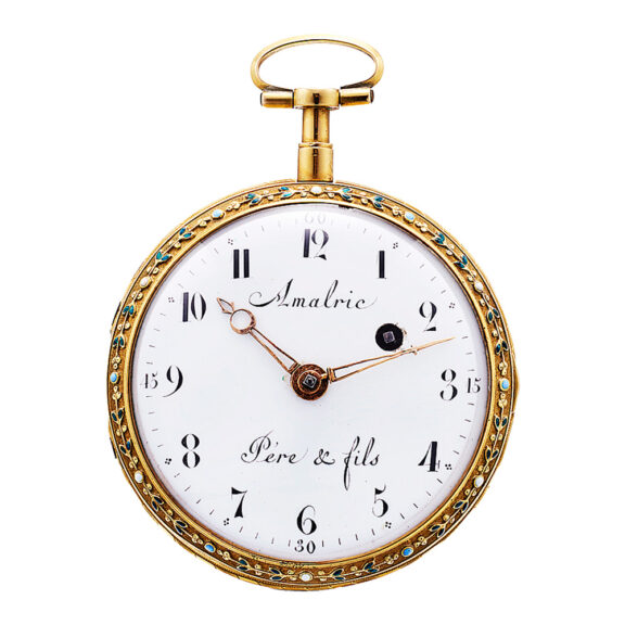 Swiss gold and enamel decorative verge pocket watch Circa 1790 Swiss gold and enamel decorative verge pocket watch Circa 1790