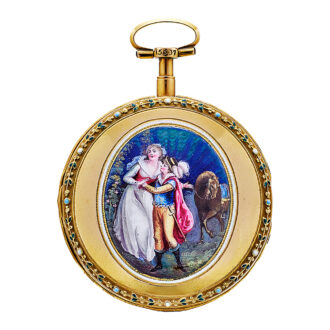 Swiss gold and enamel decorative verge pocket watch Circa 1790