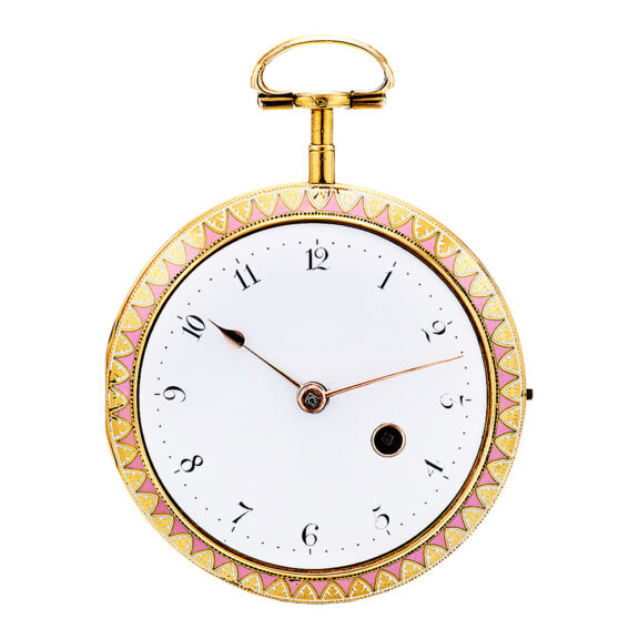 English gold and enamel pocket watch with open-face Circa 1790 English gold and enamel pocket watch with open-face Circa 1790