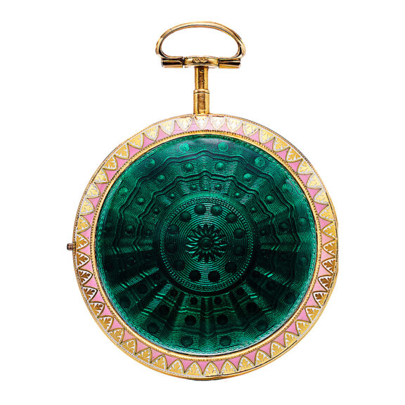 English gold and enamel pocket watch with open-face Circa 1790 English gold and enamel pocket watch with open-face Circa 1790