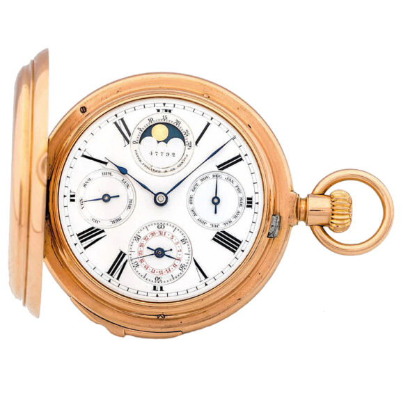 Swiss gold perpetual calendar five-minute repeater Circa 1875 Swiss gold perpetual calendar five-minute repeater Circa 1875