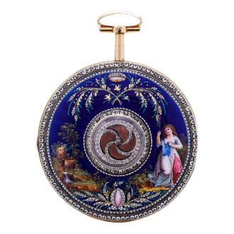 Swiss diamond-set pocket watch in gold and enamel Circa 1790