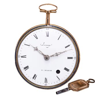 Swiss diamond-set pocket watch in gold and enamel Circa 1790