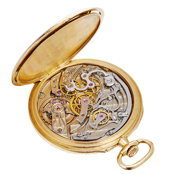 Swiss gold minute repeating lever chronograph Circa 1901 Swiss gold minute repeating lever chronograph Circa 1901