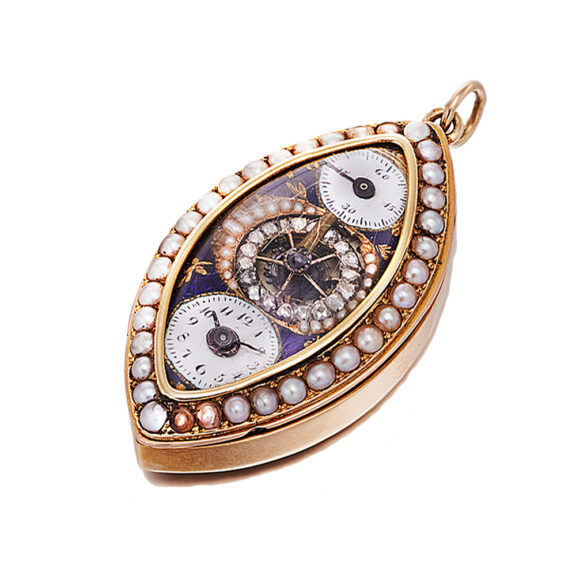 Swiss navette shaped watch with visible balance Circa 1800-1810