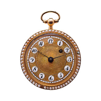 Gold and flinqué enamel pendant watch with open-face Circa 1800-1810