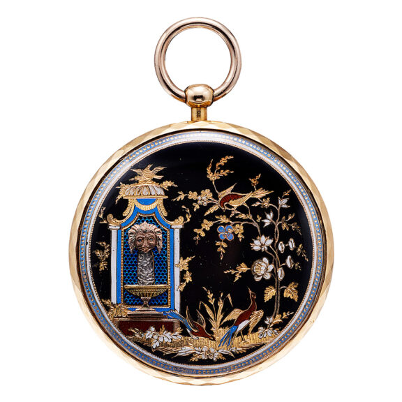 Gold and enamel watch with wandering automata Circa 1800-1810 Gold and enamel watch with wandering automata Circa 1800-1810