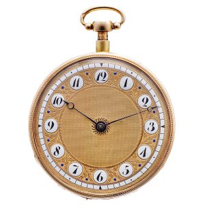 Swiss gold quarter repeating pocket watch with music Circa 1815